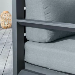 MOBELLIA Fauteuil de jardin détente en aluminium Elba Gris Anthracite New