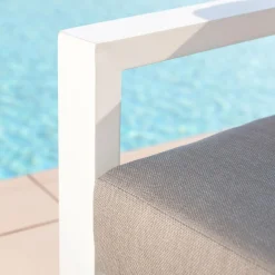 MOBELLIA Fauteuil de jardin détente en aluminium Elba Blanc et taupe Blanc - Taupe New