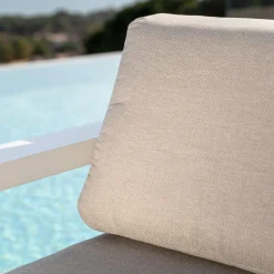 MOBELLIA Fauteuil de jardin détente en aluminium Elba Blanc et taupe Blanc - Taupe New