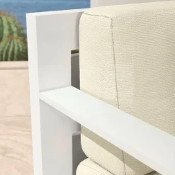 MOBELLIA Fauteuil de jardin détente en aluminium Elba Blanc et beige Blanc - Beige Best