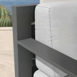MOBELLIA Fauteuil de jardin détente en aluminium Elba Gris anthracite et gris clair Anthracite - Gris Clair Sale