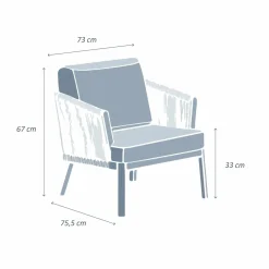 MOBELLIA Fauteuil de jardin détente en aluminium Amalfi Blanc et beige Blanc - Beige