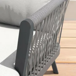 MOBELLIA Fauteuil de jardin détente en aluminium Amalfi Gris anthracite et gris clair Anthracite - Gris Clair Clearance