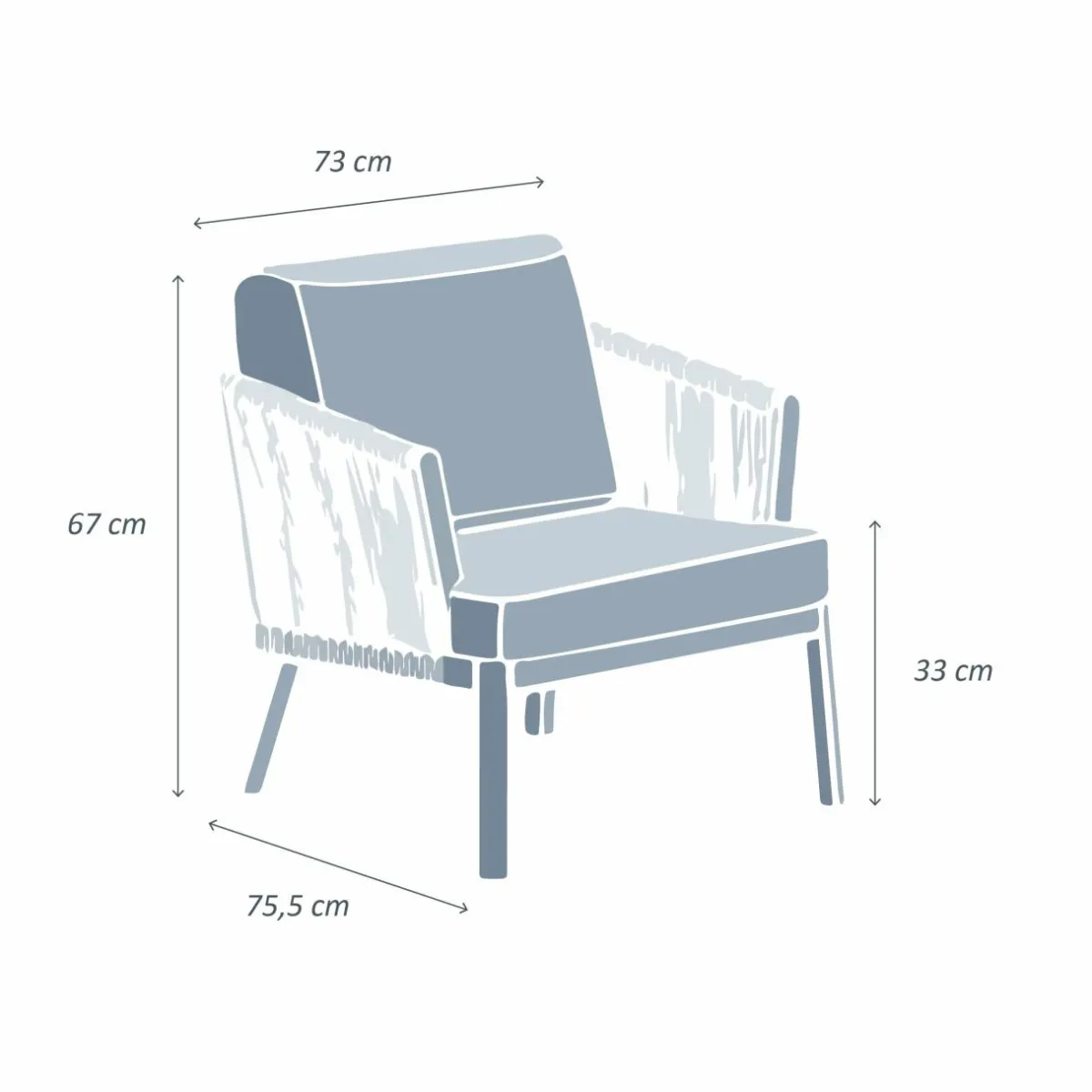 MOBELLIA Fauteuil de jardin détente en aluminium Amalfi Blanc et taupe Blanc - Taupe Outlet