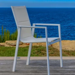 MOBELLIA Fauteuil de jardin empilable aluminium Portofino Blanc Best
