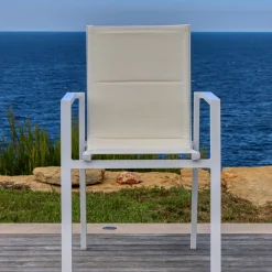 MOBELLIA Fauteuil de jardin empilable aluminium Portofino Blanc Best