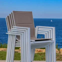 MOBELLIA Fauteuil de jardin empilable aluminium Portofino Taupe Outlet