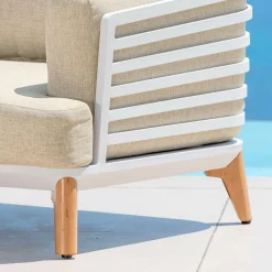 MOBELLIA Fauteuil de jardin en aluminium Monte Carlo Blanc et beige Blanc - Beige Online