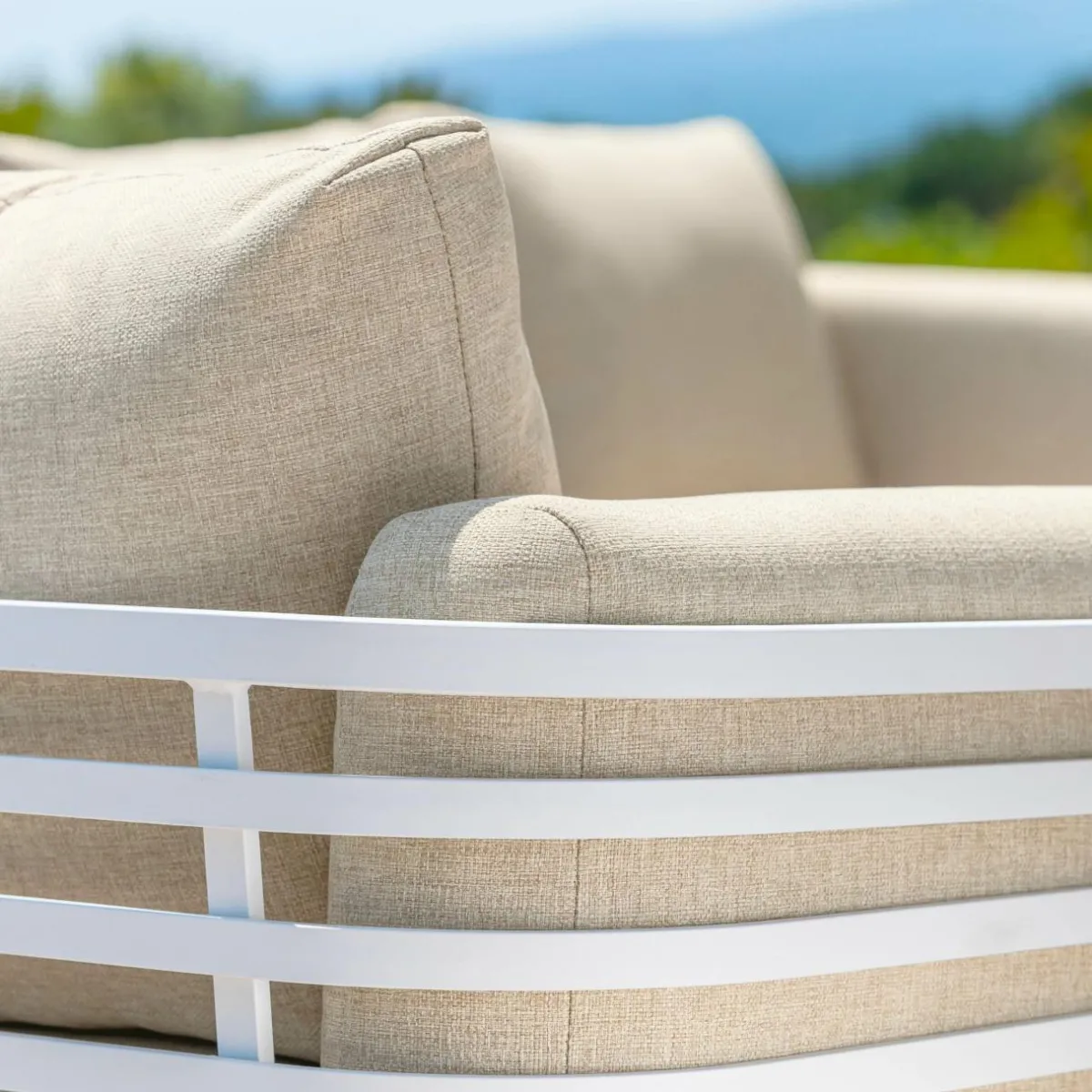 MOBELLIA Fauteuil de jardin en aluminium Monte Carlo Blanc et beige Blanc - Beige Online