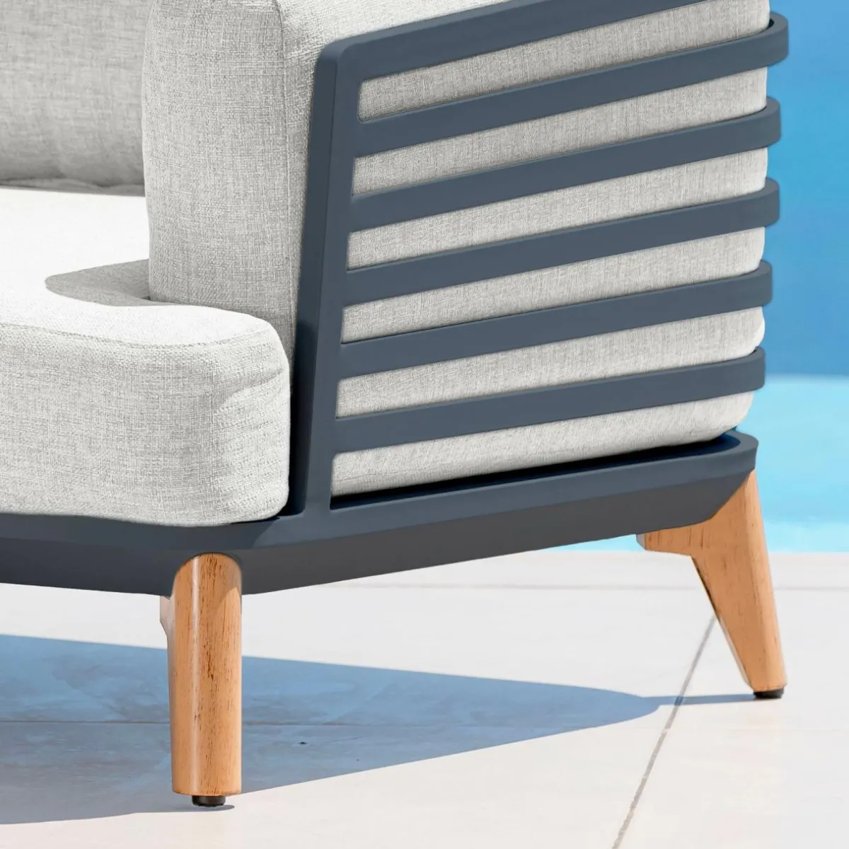 MOBELLIA Fauteuil de jardin en aluminium Monte Carlo Gris anthracite et gris clair Anthracite - Gris Clair Sale