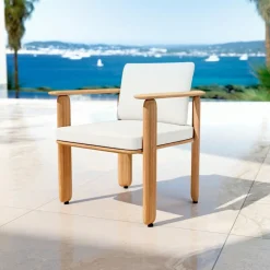 MOBELLIA Fauteuil de jardin en bois teck Java Ecru Online