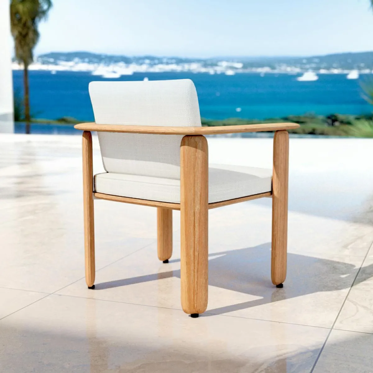 MOBELLIA Fauteuil de jardin en bois teck Java Ecru Online