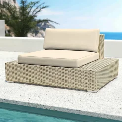 MOBELLIA Fauteuil de jardin en résine tressée Palma Gris et beige Tresse Gris - Beige Sale