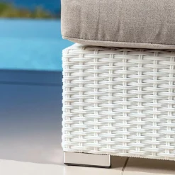 MOBELLIA Fauteuil de jardin en résine tressée Palma Blanc et taupe Tressé Blanc - Taupe Sale