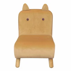 EMINZA Fauteuil velours enfant (H50 cm) Hippo Jaune ocre Online