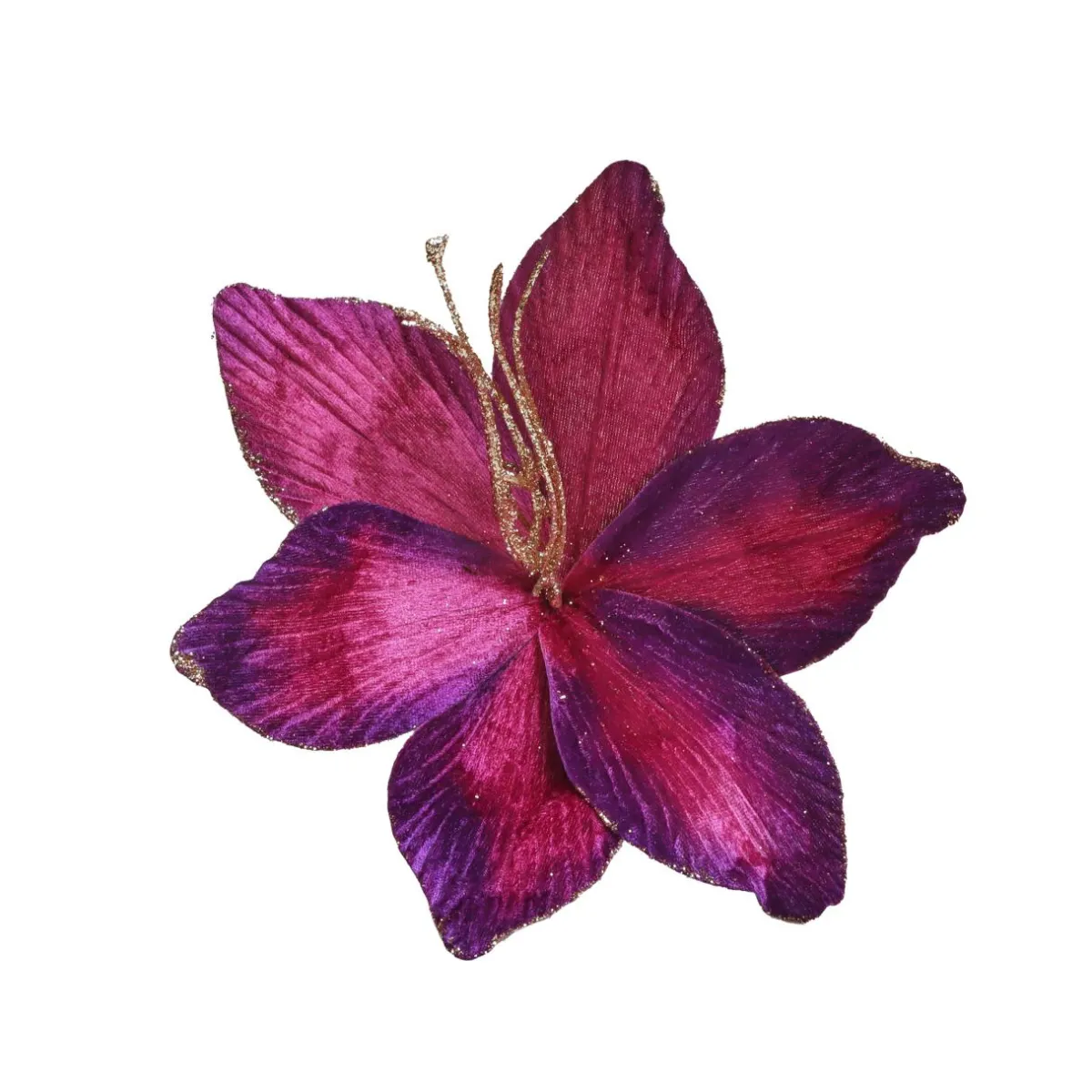 KAEMINGK Fleur décorative en polyester (D23 cm) Amaryllis en velours Pourpre Violet New