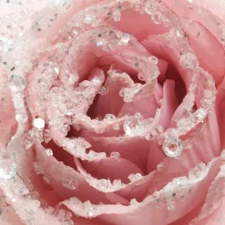 KAEMINGK Fleur décorative sur pince pailletée (D14 cm) Rose poudré Sale