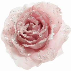 KAEMINGK Fleur décorative sur pince pailletée (D14 cm) Rose poudré Sale