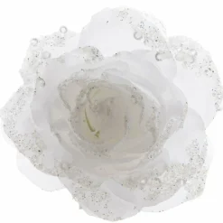 KAEMINGK Fleur décorative sur pince (D14 cm) Rosace Blanc Best