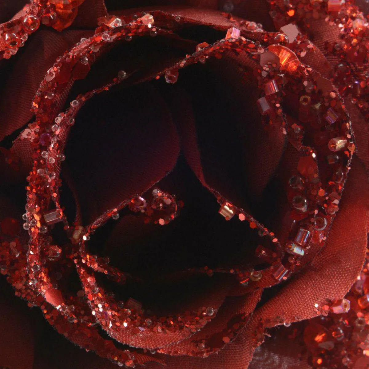KAEMINGK Fleur décorative sur pince (D8,5 cm) pailletée Bordeaux Hot