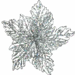 KAEMINGK Fleur décorative sur pince (D23,5 cm) Flamy Argent Discount