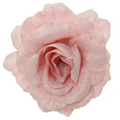 KAEMINGK Fleur décorative sur pince (D12 cm) Scintillant poudré Rose Hot