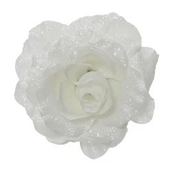 KAEMINGK Fleur décorative sur pince (D12 cm) Scintillant Blanc Hot
