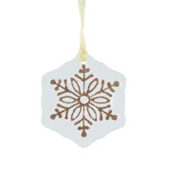 KAEMINGK Flocon de neige en verre (D7 cm) Morillon et or pailleté Blanc New