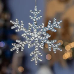 KAEMINGK Flocon de Noël à suspendre (H15 cm) Givré Transparent Bleu Ciel Clearance