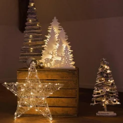 KAEMINGK Foret illuminée à piles 20 LED (H36 cm) Nordique Blanc chaud New