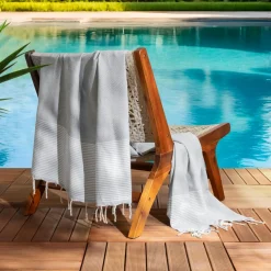 Fouta coton recyclé (100 x 200 cm) Océane e Gris Discount