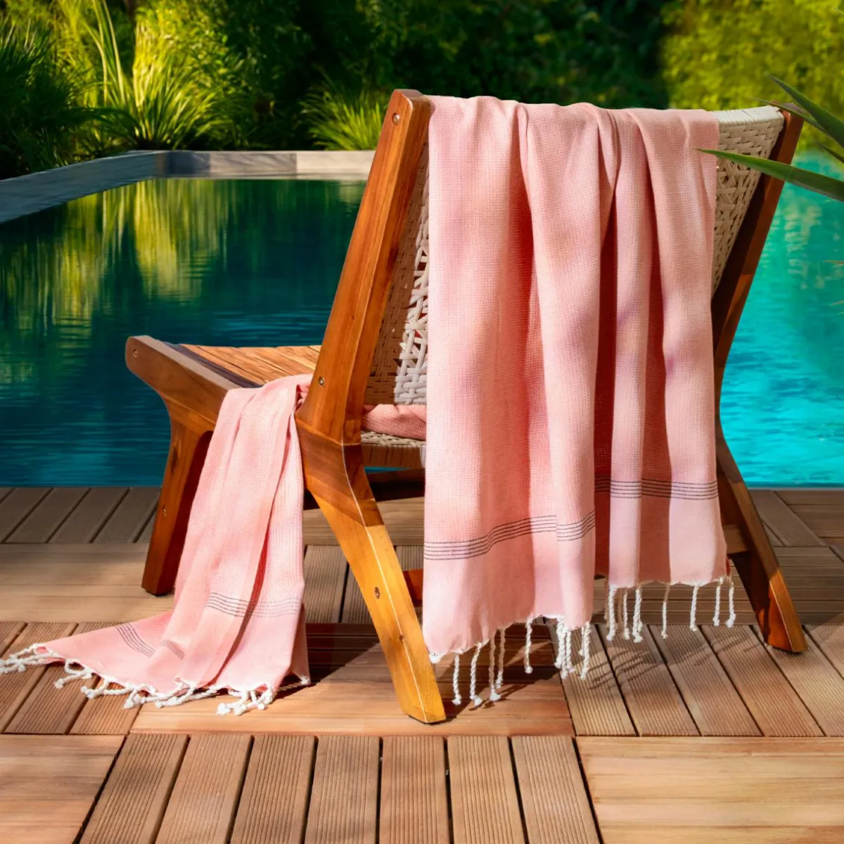 Fouta coton recyclé (100 x 200 cm) Beach Corail Orange Best