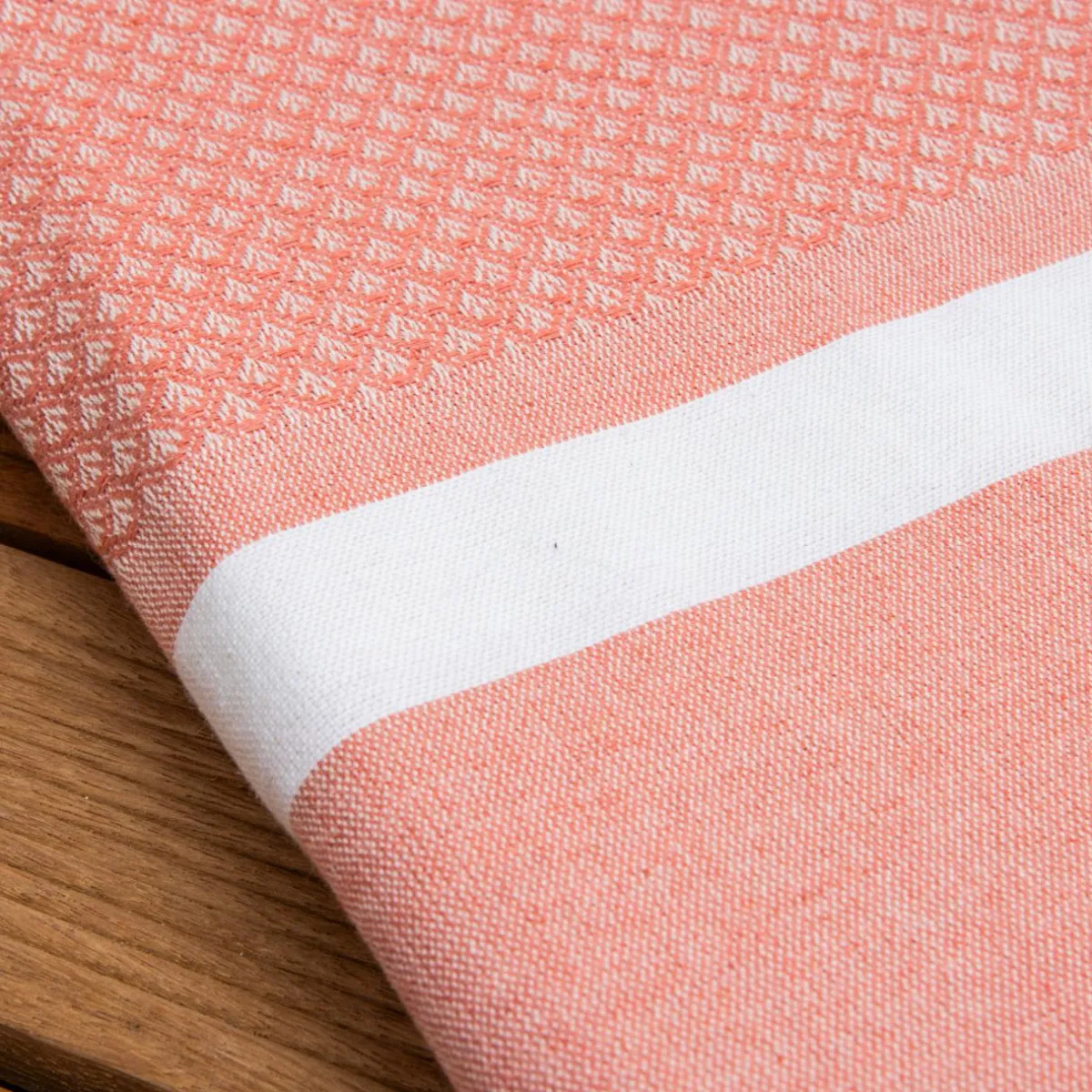 Fouta coton recyclé (100 x 200 cm) Selma Corail Orange Outlet