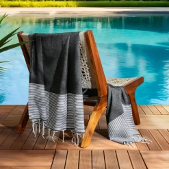 Fouta coton recyclé (100 x 200 cm) Océane e Noir Clearance