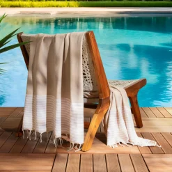 Fouta coton recyclé (100 x 200 cm) Océane Beige Online