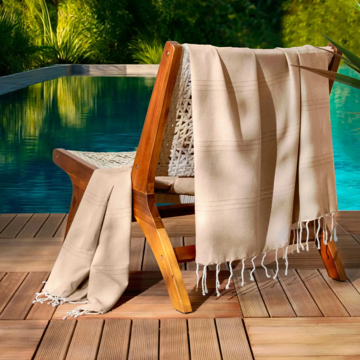 Fouta coton recyclé (100 x 200 cm) Sunshine Beige New