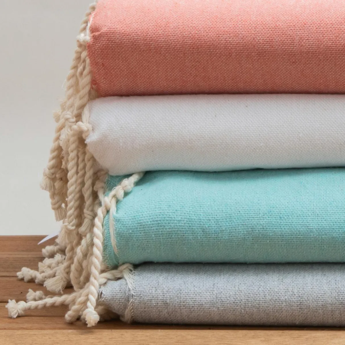 Fouta coton recyclé (200 x 200 cm) Ecume Corail Orange Best