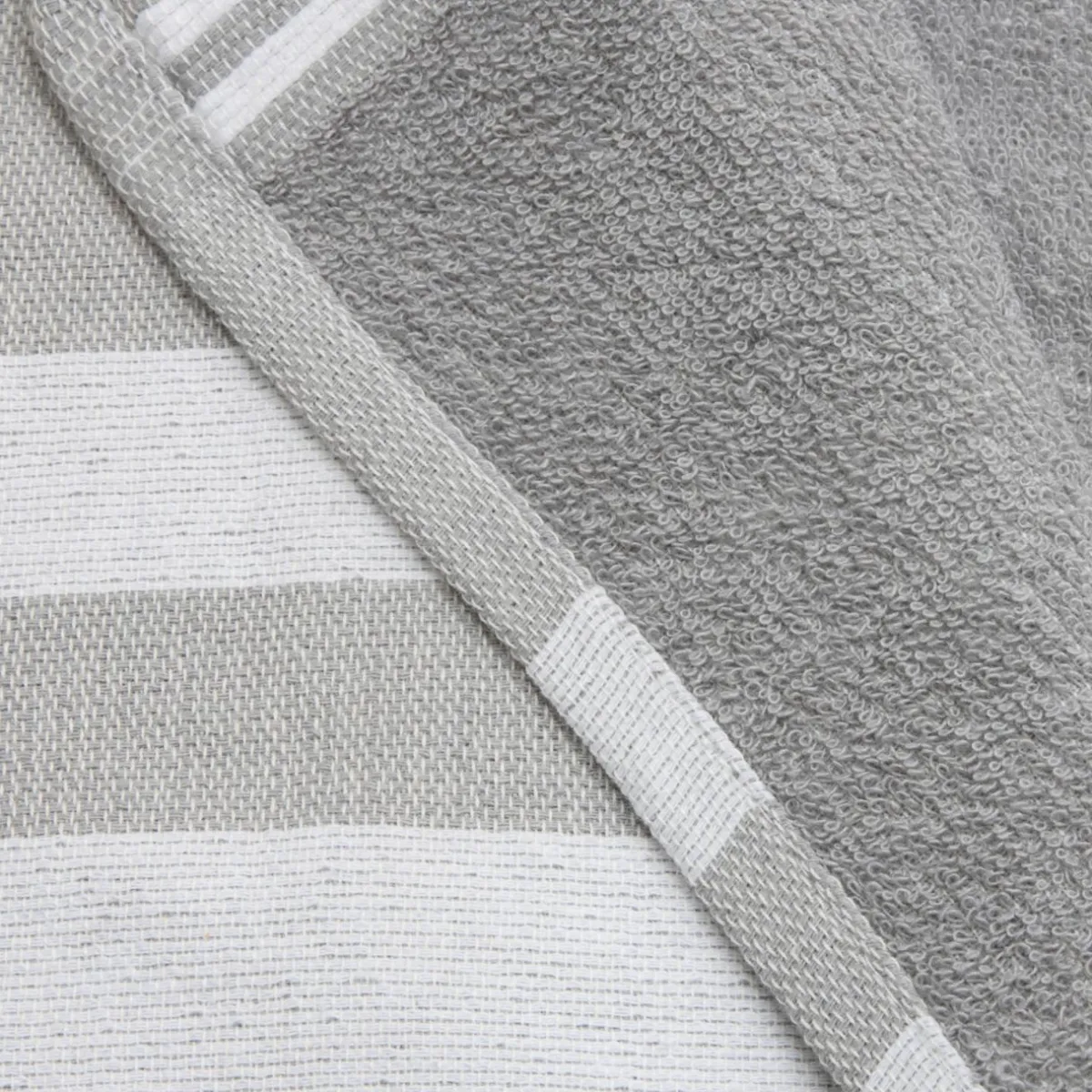 Fouta coton recyclé doublé éponge (100 x 200 cm) Coralia e Gris