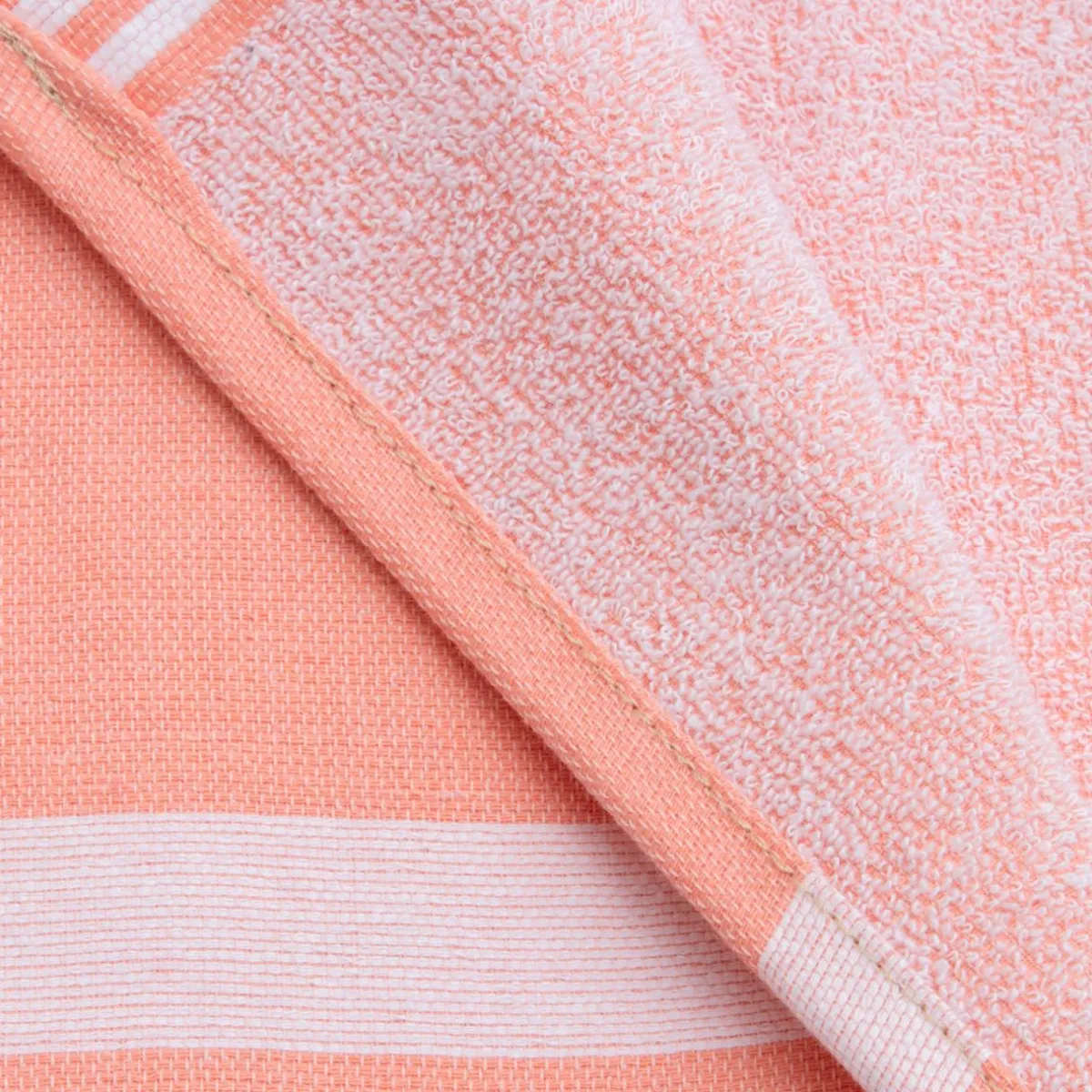 Fouta coton recyclé doublé éponge (100 x 200 cm) Coralia Corail Orange Sale
