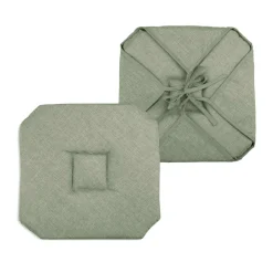 LOVELY CASA Galette de chaise carrée à rabats (40 x 40 cm) Béa Vert lichen Vert olive Clearance