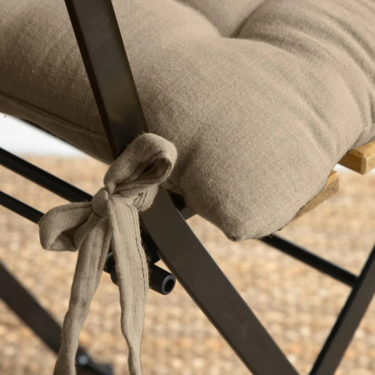 EMINZA Galette de chaise carrée gaze de coton (40 x 40 cm) Gaïa Ficelle New