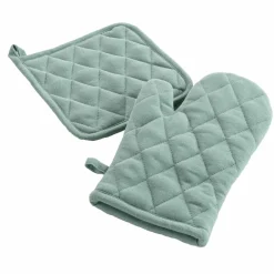 douceur d'intu017drieur Gant et manique coton Ardenia uni Vert sauge Clearance