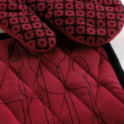 DOUCEUR D'INTERIEUR Gant et manique coton recyclé Cuisiline Bordeaux Outlet