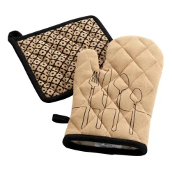 DOUCEUR D'INTERIEUR Gant et manique coton recyclé Cuisiline Beige Best
