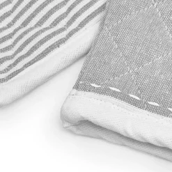 douceur d'intu017drieur Gant et manique coton tissé Iliade Blanc Gris Sale