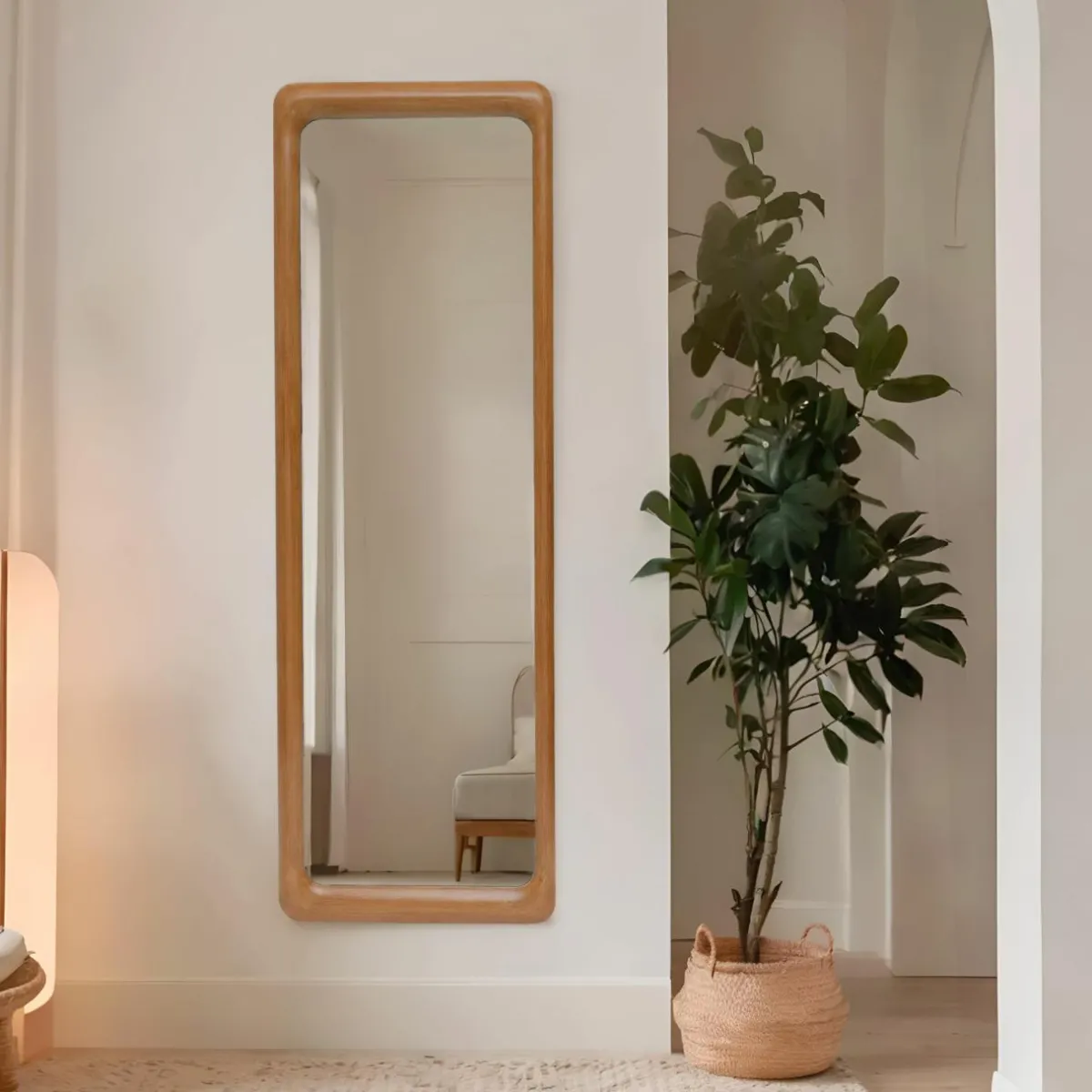 EMINZA Grand miroir à poser en (H173 cm) Delhi Naturel beige Bois Best