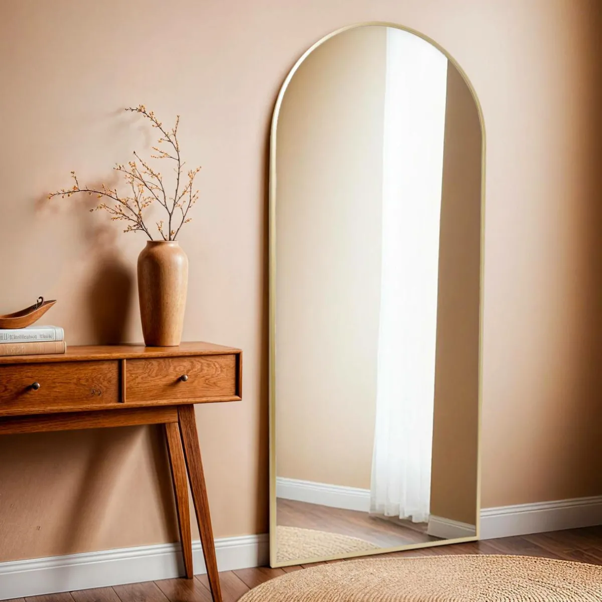 EMINZA Grand Miroir à poser en métal (H180 cm) Dallas Dé Or Discount