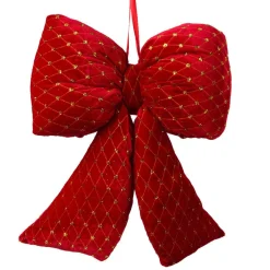 KAEMINGK Grand nœud en velours (H37 cm) Courchevel pailleté Rouge Discount