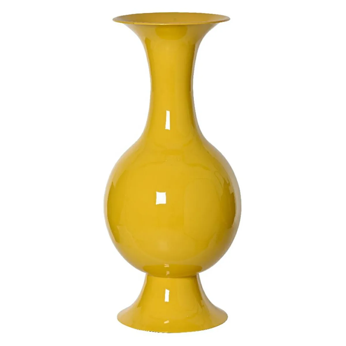 #N/A Grand Vase en métal émaillé fait main (H56 cm) Soléa brillant Jaune Outlet