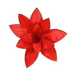 KAEMINGK Grande Poinsettia de Noël sur clip (D30 cm) Velours Rouge New